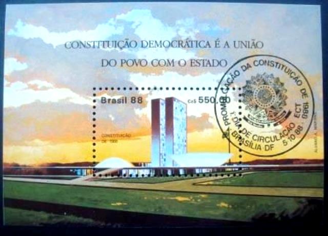 Bloco postal do Brasil de 1988 Constituição de 88