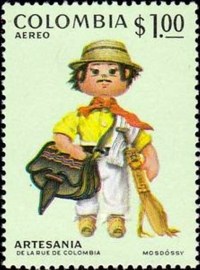 Selo postal da Colômbia de 1972 Vendor