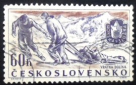 Selo postal da Tchecoslováquia de 1957 Mountain Climbing Rescue Service