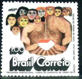 Selo postal do Brasil de 1972 Programa Habitacional