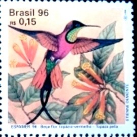 Selo postal do Brasil de 1996 Topázio-vermelho