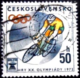 Selo postal da Tchecoslováquia de 1972 Bicycling