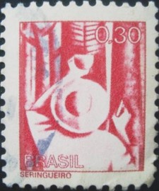 Selo postal do Brasil de 1979 Seringueiro