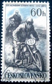 Selo postal da Tchecoslováquia de 1957 Motorcycle Race