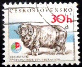 Selo postal da Tchecoslováquia de 1976 Merino Ram