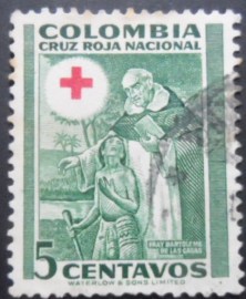 Selo postal da Colômbia de 1953 Friar Bartolomé de las Casas