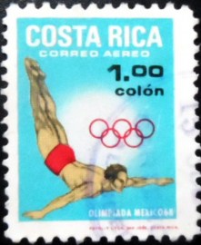 Selo postal da Costa Rica de 1969 High Diving