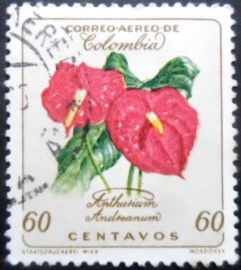 Selo postal da Colômbia de 1962 Anthurium Andreanum 60