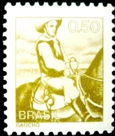 Selo postal do Brasil de 1976 Gaúcho