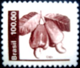 Selo postal do Brasil de 1981 Castanha de Caju M