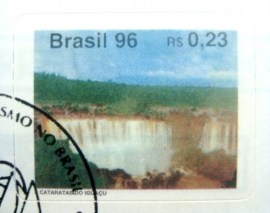 Selo postal do Brasil de 1996 Cataratas do Iguaçu MCC