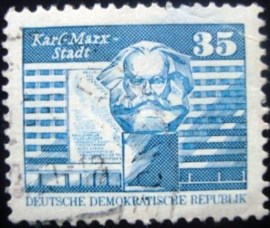 Selo postal da Alemanha Democrática de 1973 Karl Marx Stadt