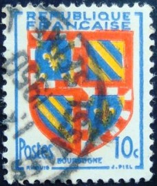 Selo postal da França de 1949 Bourgogne