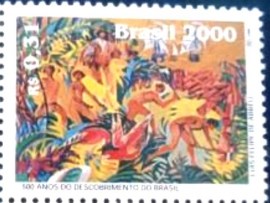 Selo postal do Brasil de 2000 Índios Trabalhando