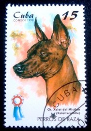 Selo postal de Cuba de 1998 Mexican Hairless Dog