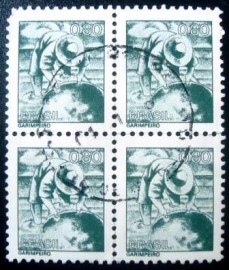 Quadra de selos postais do Brasil de 1977 Garimpeiro