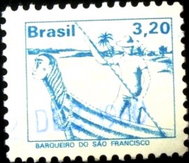 Selo postal do Brasil de 1979 Barqueiro