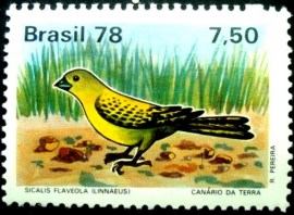 Selo postal do Brasil de 1978 Canário da Terra N