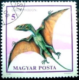 Selo postal da Hungria de 1990 Dimorphodon