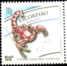 Selo postal do Brasil de 2019 Escorpião