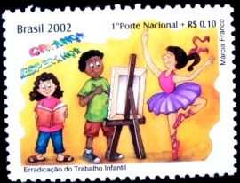 Selo postal do Brasil de 2002 Criança Esperança