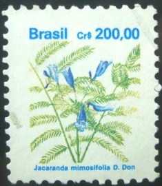 Selo postal do Brasil de 1991 Jacaranda mimosifolia