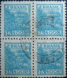 Quadra de selos postais do Brasil 1942 Agricultura 400rs