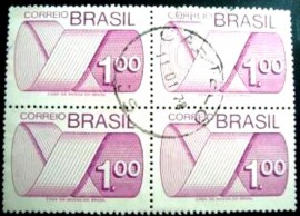 Quadra de selos postais do Brasil de 1974 Cifra 1,00