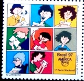 Selo postal do Brasil de 1997 O Carteiro