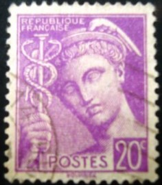 Selo postal da França de 1938 Mercury 20