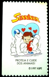 Vinheta postal do Brasil de 1997 Cuide dos Animais