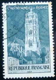 Selo postal da França 1967 The Cathedral Rodez