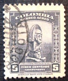 Selo postal da Colômbia de 1941 Pre-Columbian Monument 5