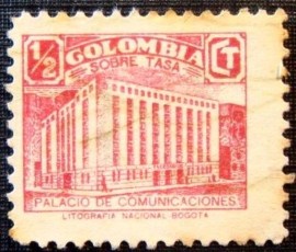 Selo postal da Colômbia de 1939 Ministry of Post and Telegraphs Building