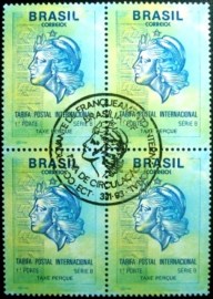 Quadra de selos postais do Brasil de 1993 C.F. 1º Porte Internacional