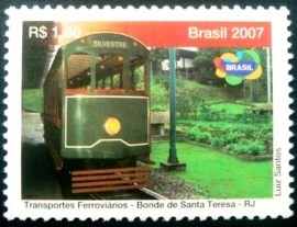 Selo postal do Brasil de 2007 Bonde de Santa Teresa