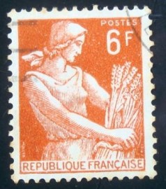 Selo postal da França 1957 Type Reaper 6