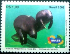 Selo postal do Brasil de 2008 Peixe-Boi