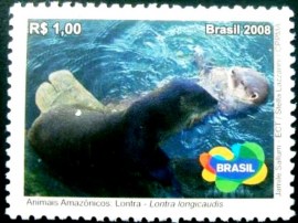 Selo postal do Brasil de 2008 Lontra