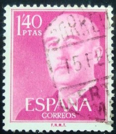 Selo postal da Espanha de 1956 General Franco 1,40