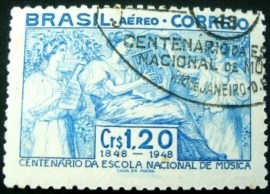 Selo postal do Brasil de 1948 Escola de Música