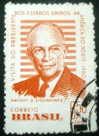 Selo postal do Brasil de 1960 Presidente Eisenhower - A 91 NCC