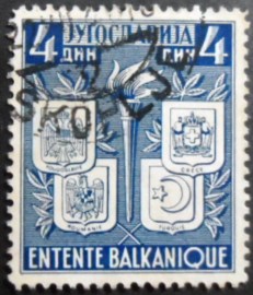 Selo postal da Jugoslávia de 1940 Balkan Entente 4