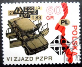 Selo postal da Polônia de 1971 Polish Fiat 125