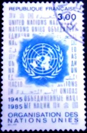 Selo postal da França de 1985 Anniversary of the United Nations