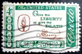 Selo postal dos Estados Unidos de 1961 Patrick Henry Quotation