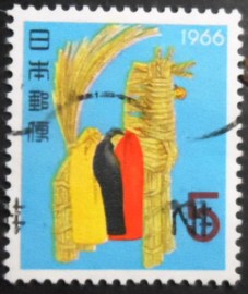 Selo postal do Japão de 1965 Straw Horse