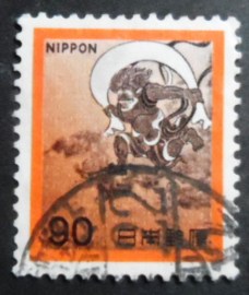 Selo postal do Japão de 1971 Wind God of Sōtatsu Yawaraya