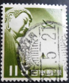 Selo postal do Japão de 1953 Great Buddha of Kamakura Reddish