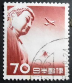 Selo postal do Japão de 1953 Great Buddha of Kamakura Reddish brown